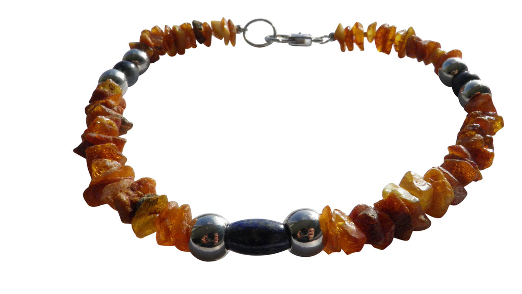 Hunde Bernsteinkette mit Lapislazuli Länge 40cm - TierVita