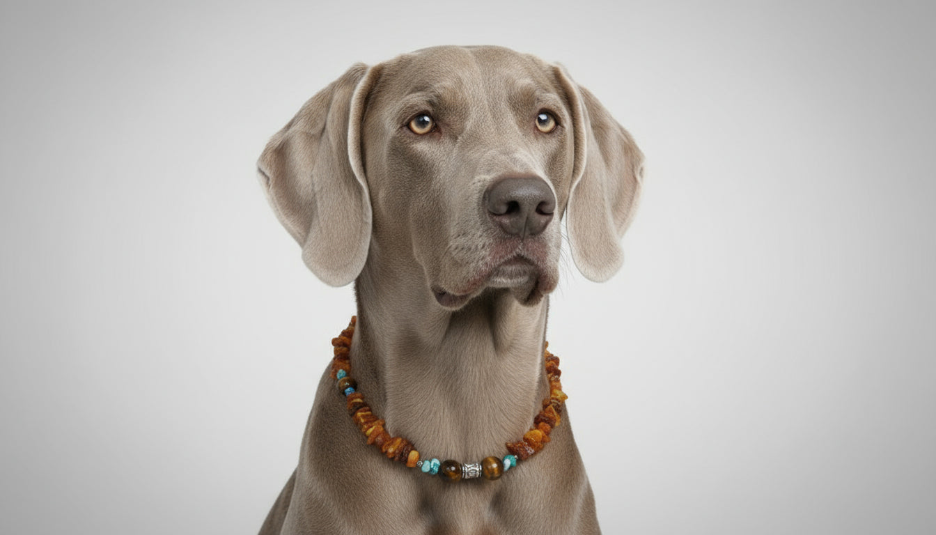 Bernsteinkette für den Hund mit Tigerauge Länge 42cm - TierVita