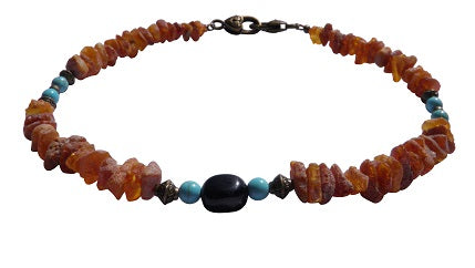 Bernsteinkette für den Hund mit Onyx und Howlith 39cm - TierVita