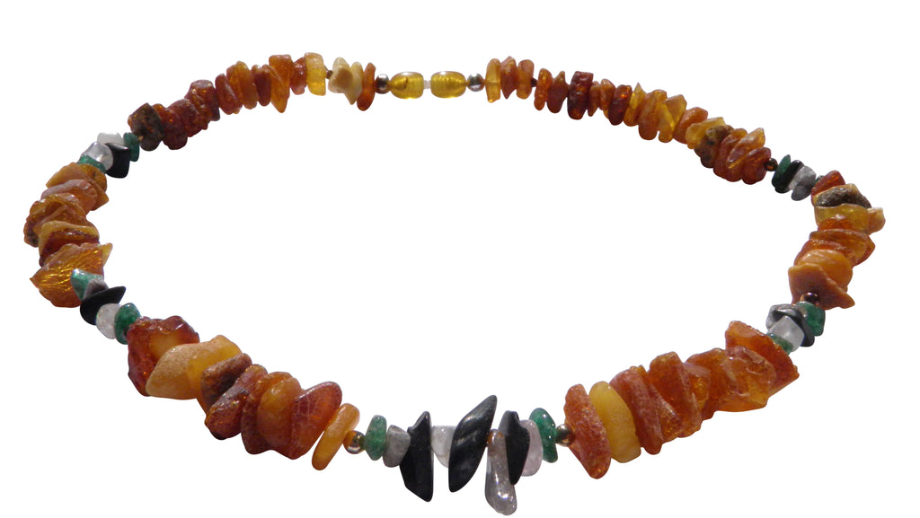 Hunde Bernsteinkette mit Edelsteinen Länge 40cm - TierVita