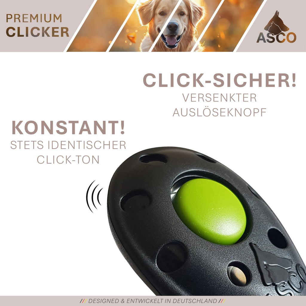 ASCO Premium Clicker – Clickertraining Profi Klicker für Hunde, Katzen, Pferde - TierVita