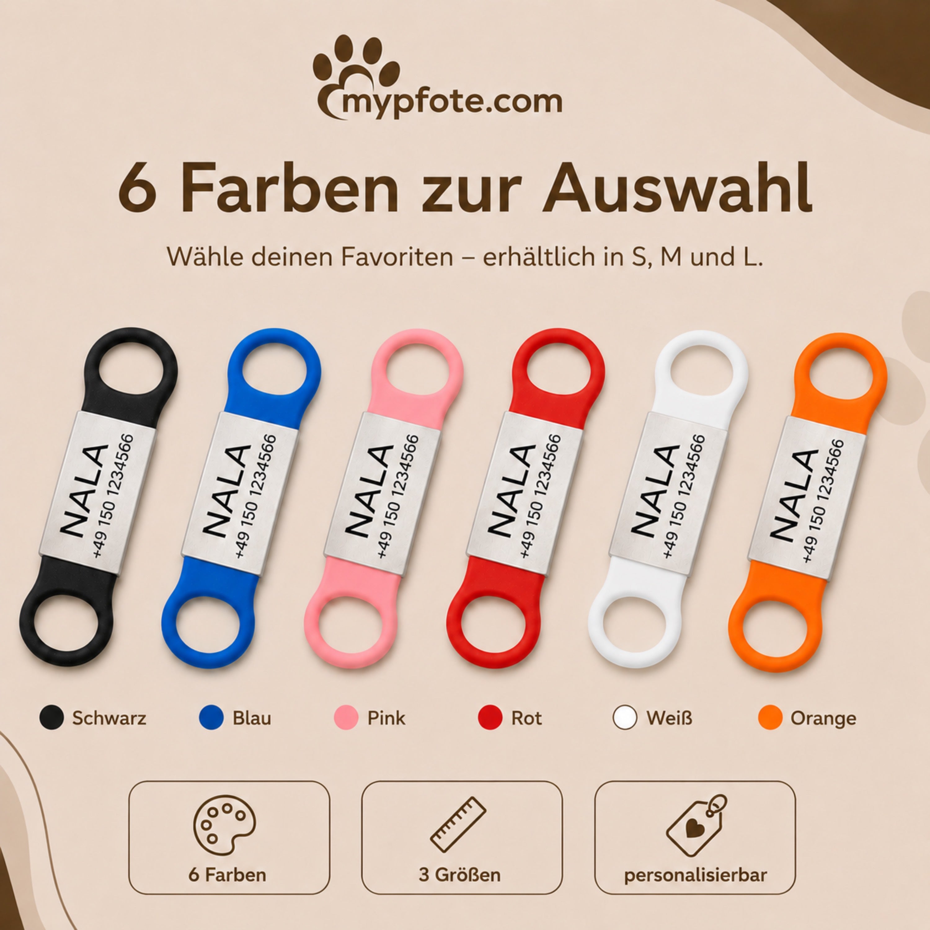 Klapperfreie Hundemarke mit Gravur – Silikon & Edelstahl, inkl. Lasergravur