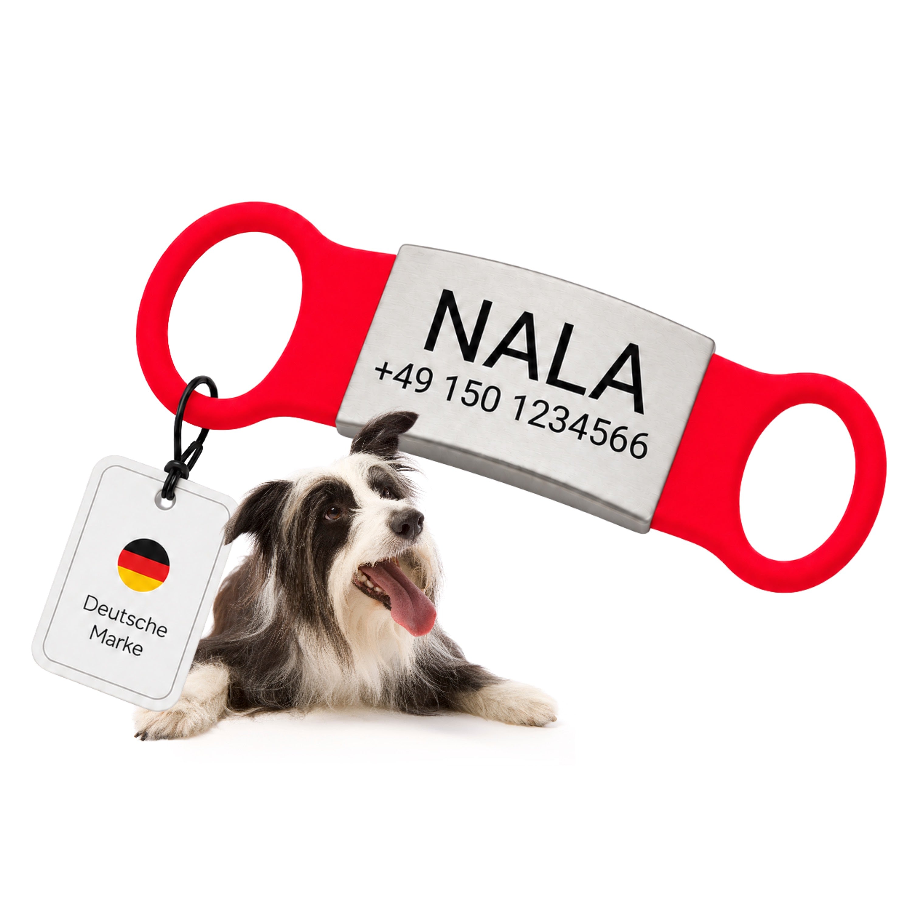 Klapperfreie Hundemarke mit Gravur – Silikon & Edelstahl, inkl. Lasergravur