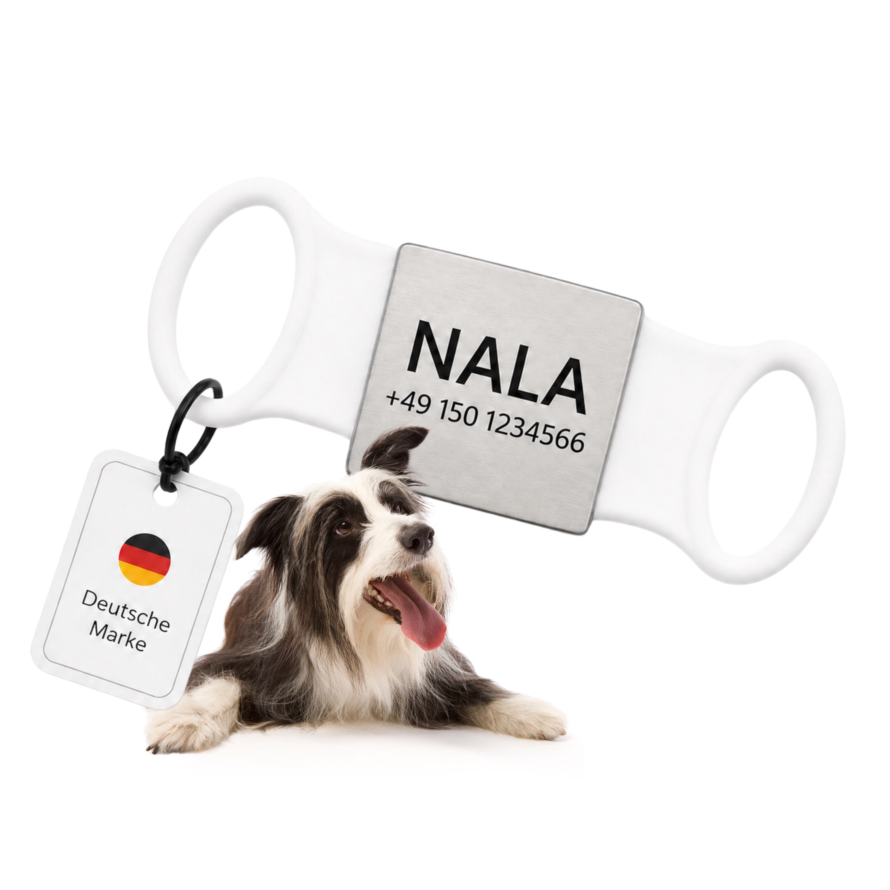 Klapperfreie Hundemarke mit Gravur – Silikon & Edelstahl, inkl. Lasergravur