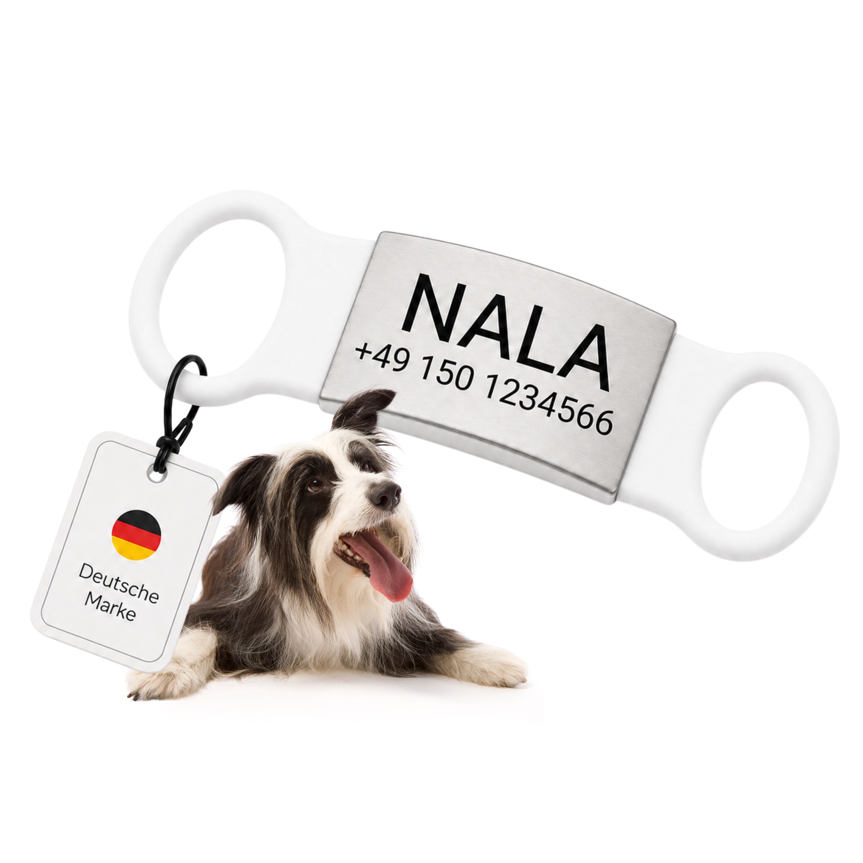 Klapperfreie Hundemarke mit Gravur – Silikon & Edelstahl, inkl. Lasergravur