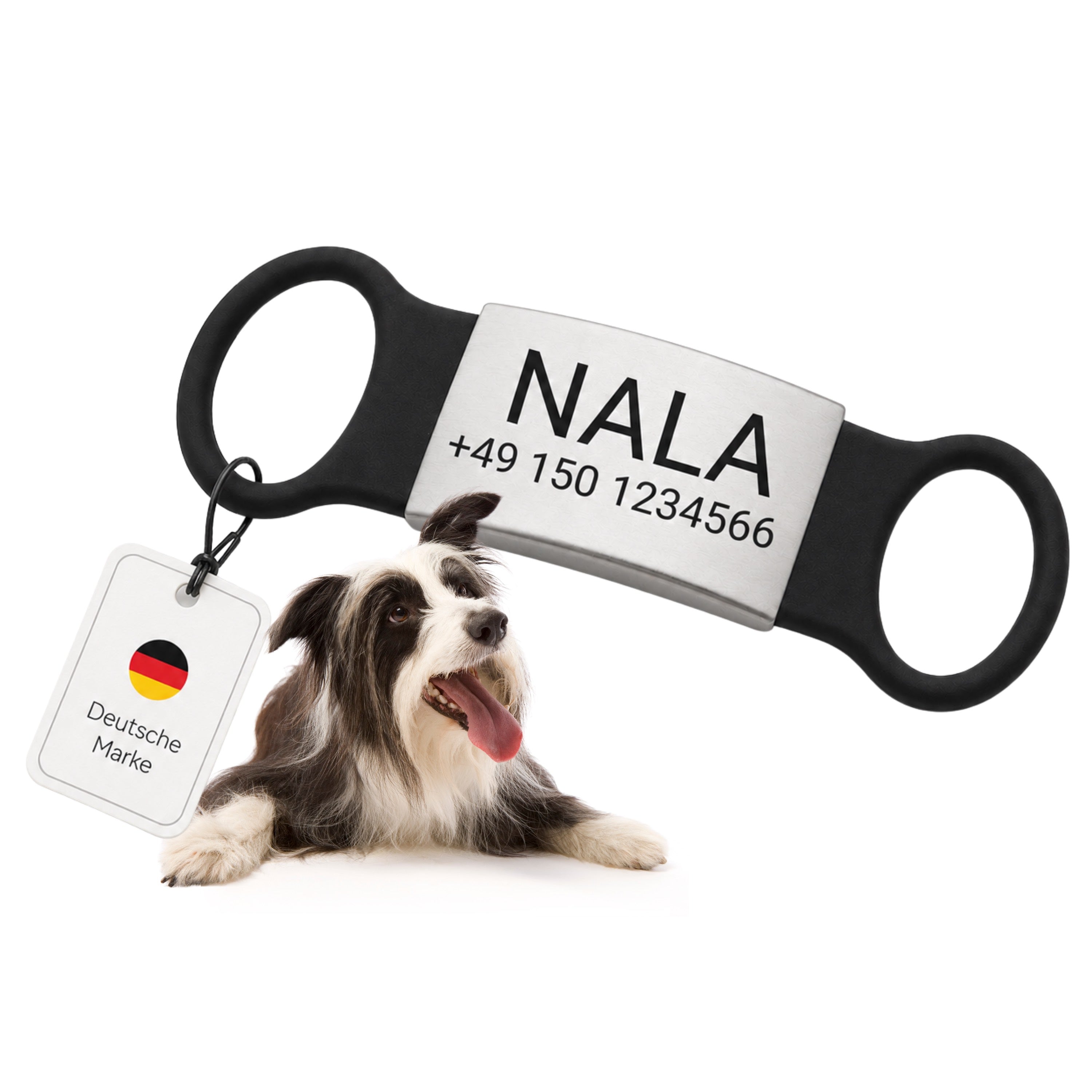 Klapperfreie Hundemarke mit Gravur – Silikon & Edelstahl, inkl. Lasergravur