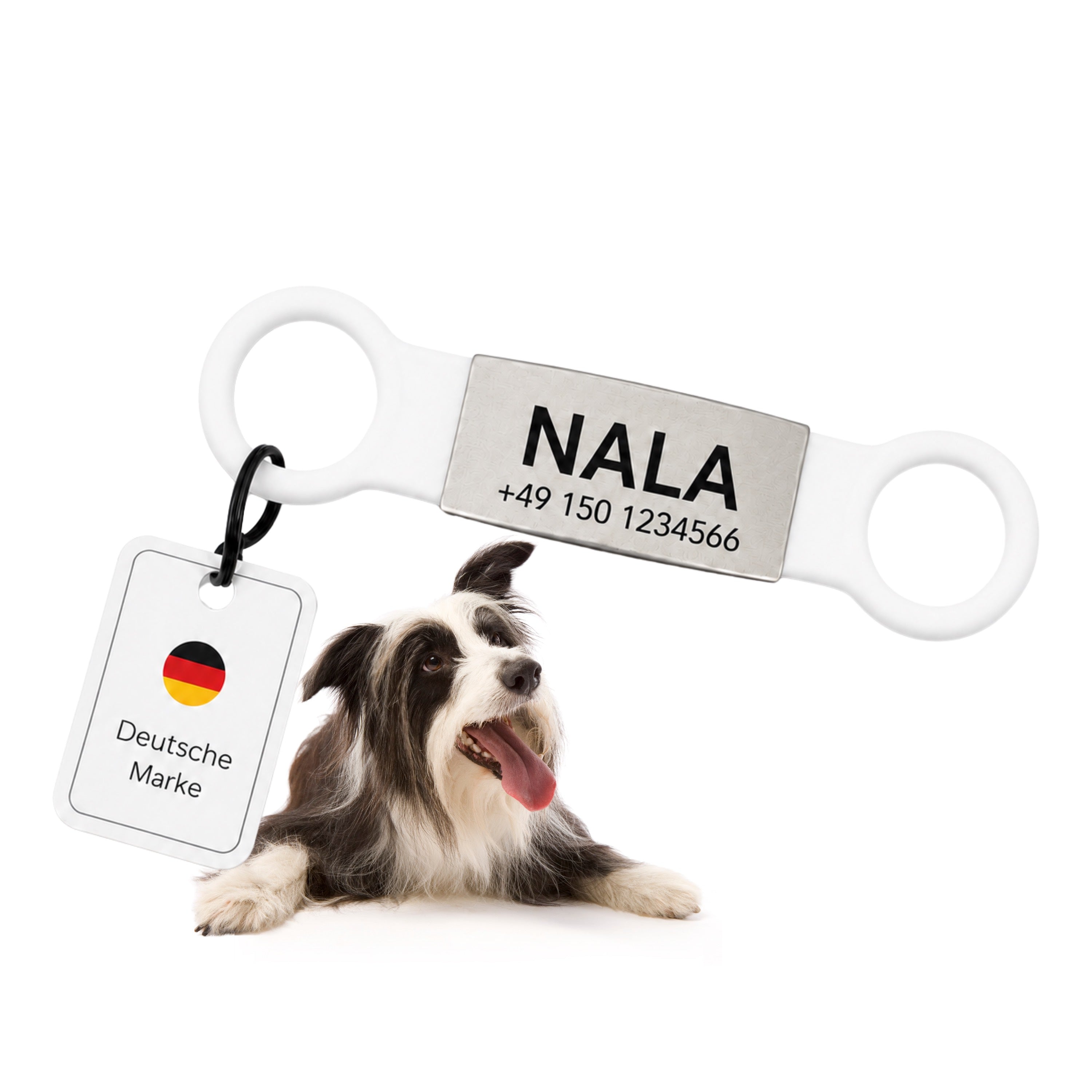Klapperfreie Hundemarke mit Gravur – Silikon & Edelstahl, inkl. Lasergravur