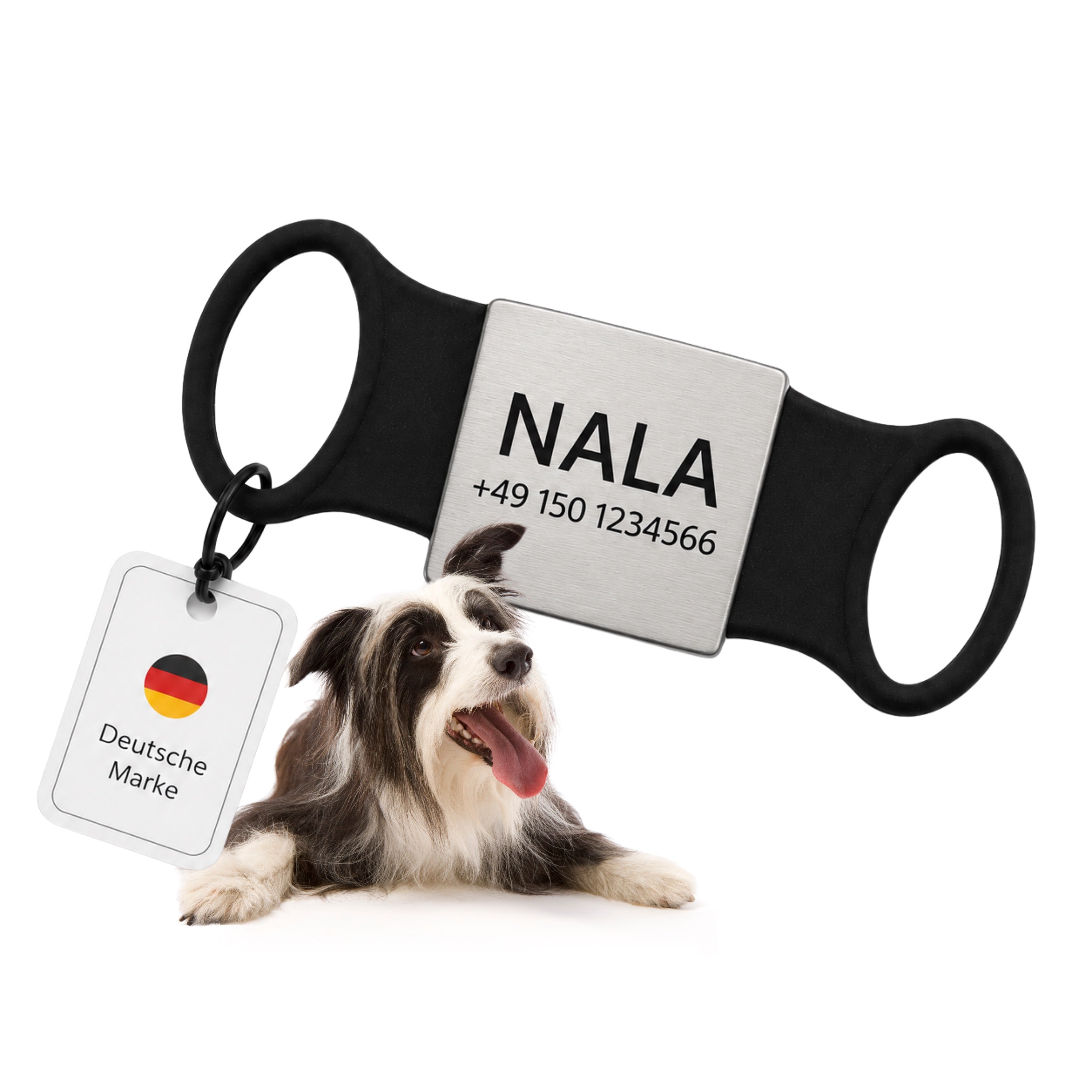 Klapperfreie Hundemarke mit Gravur – Silikon & Edelstahl, inkl. Lasergravur