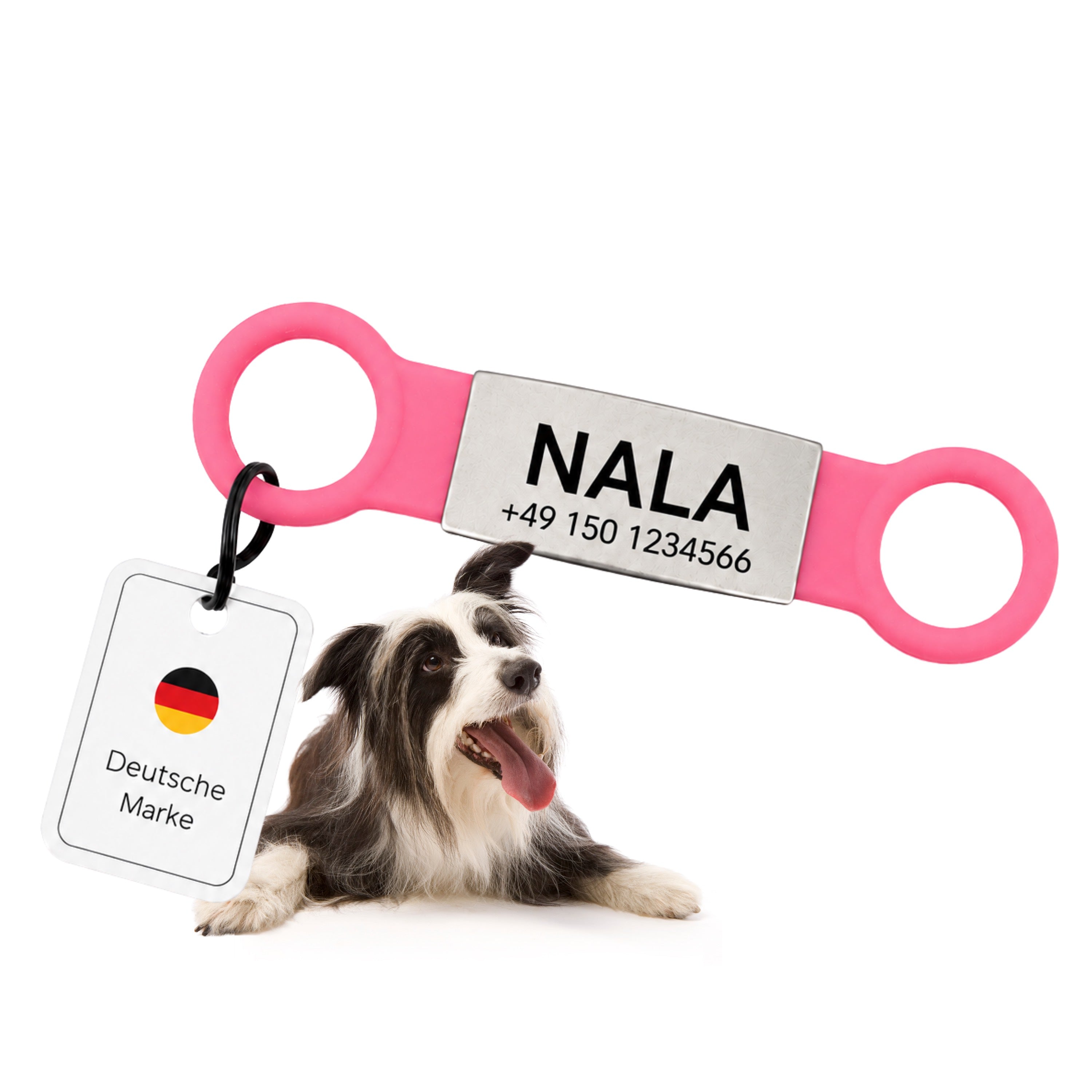 Klapperfreie Hundemarke mit Gravur – Silikon & Edelstahl, inkl. Lasergravur