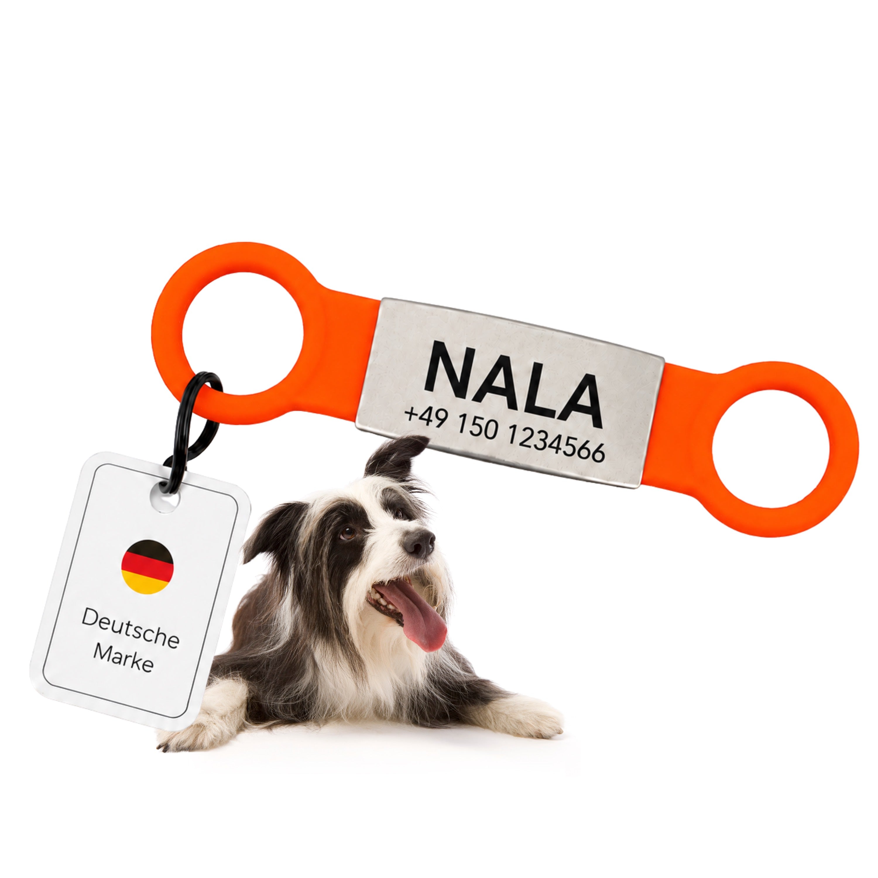 Klapperfreie Hundemarke mit Gravur – Silikon & Edelstahl, inkl. Lasergravur
