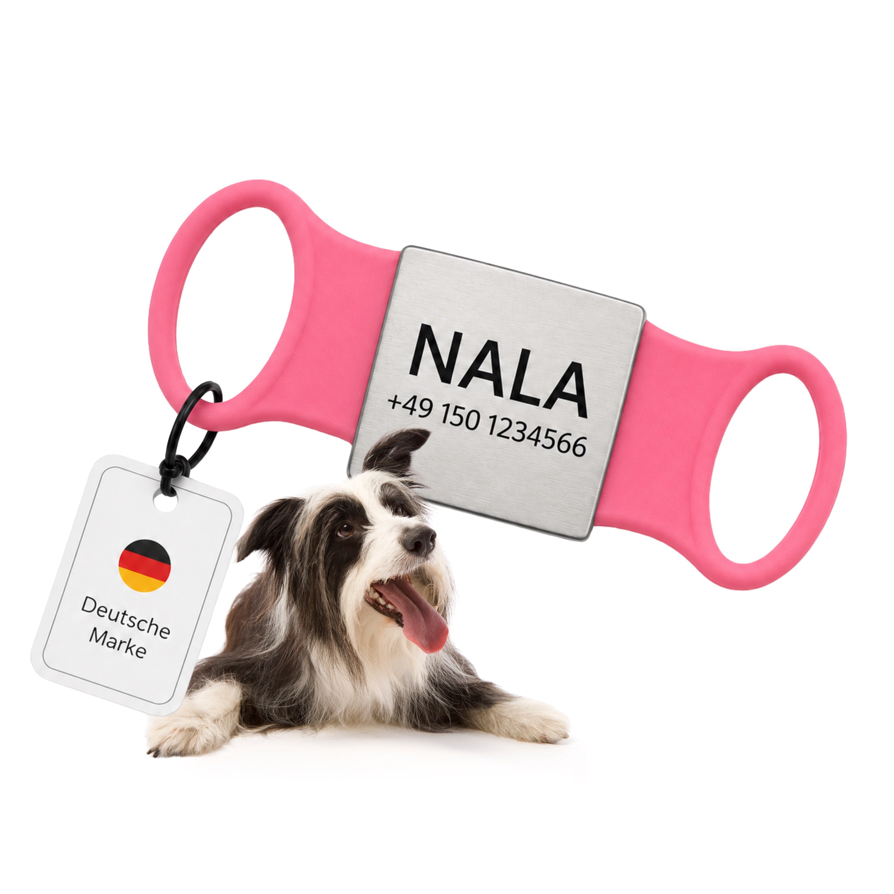Klapperfreie Hundemarke mit Gravur – Silikon & Edelstahl, inkl. Lasergravur