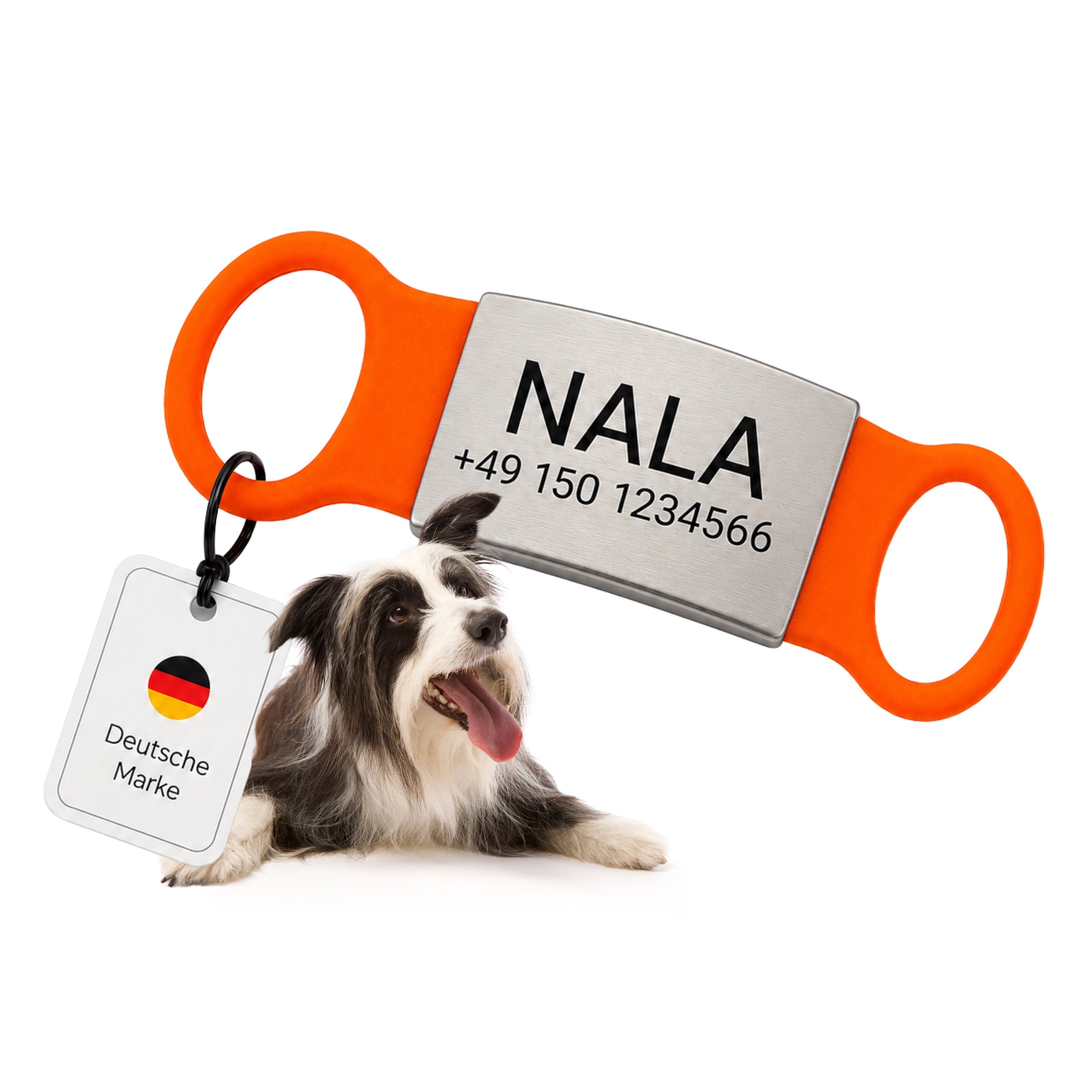 Klapperfreie Hundemarke mit Gravur – Silikon & Edelstahl, inkl. Lasergravur