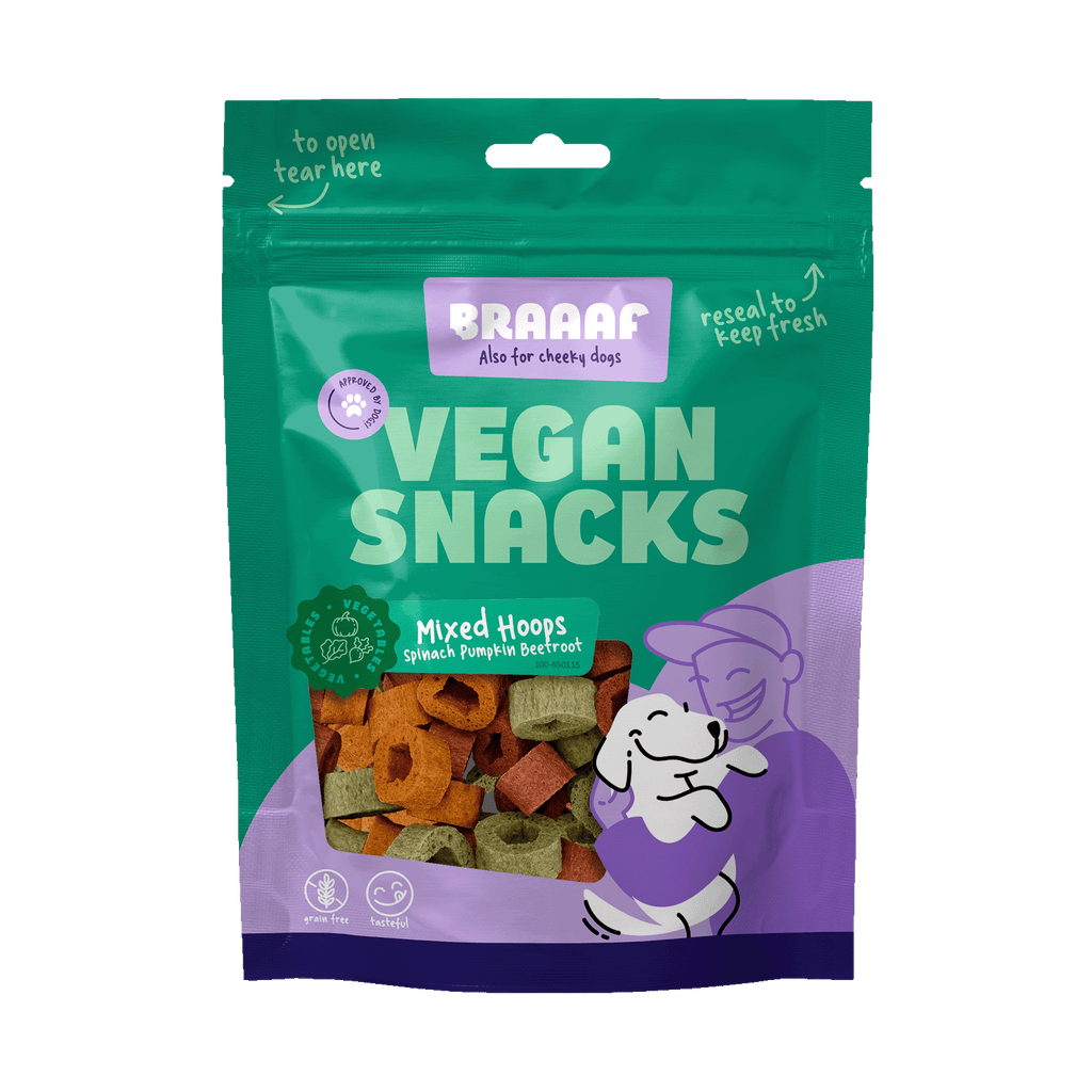 Braaaf Vegan Snack Mixed Hoops – Spinat, Kürbis & Rote Bete, glutenfrei | 1 cm