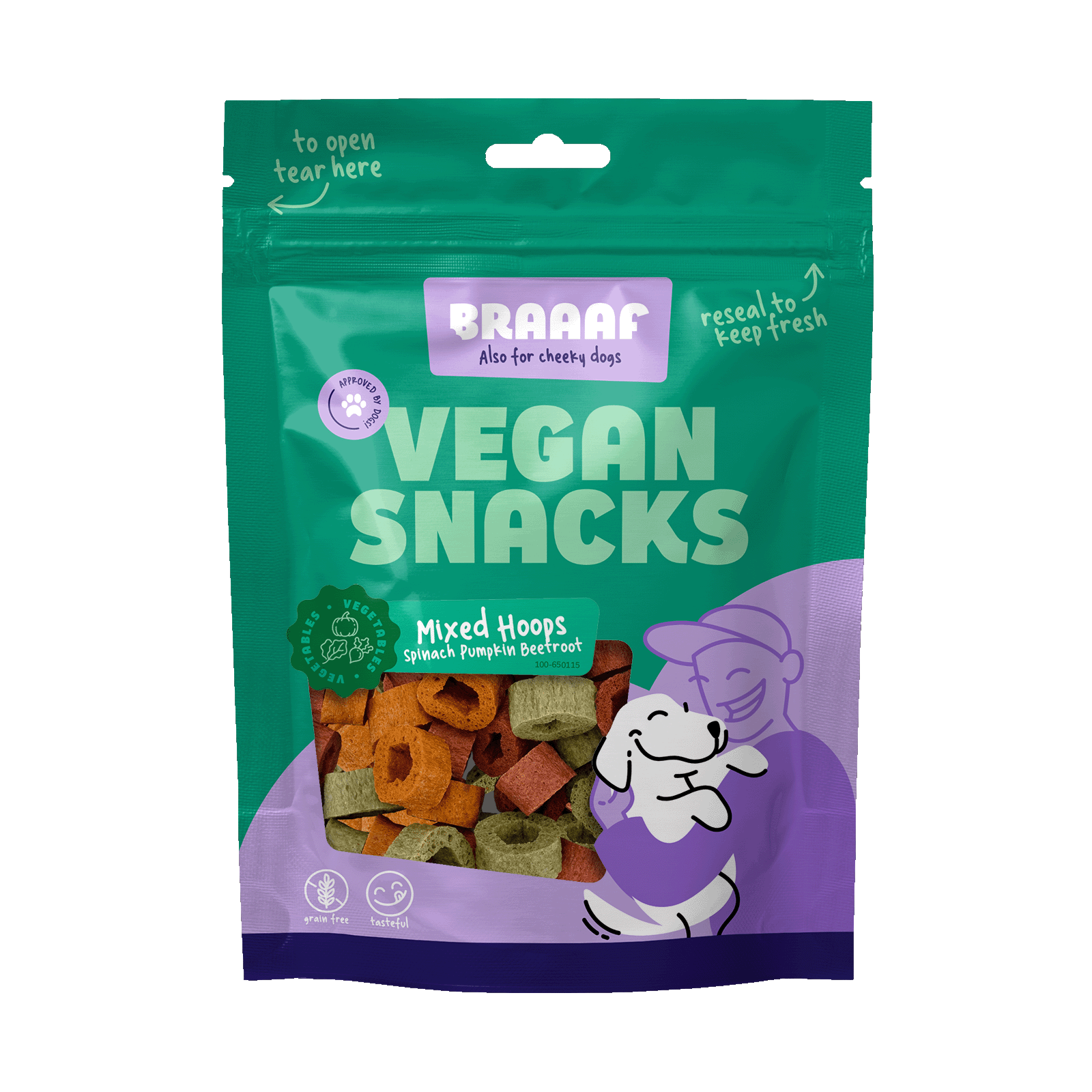 Braaaf Vegan Snack Mixed Hoops – Spinat, Kürbis & Rote Bete, glutenfrei | 1 cm