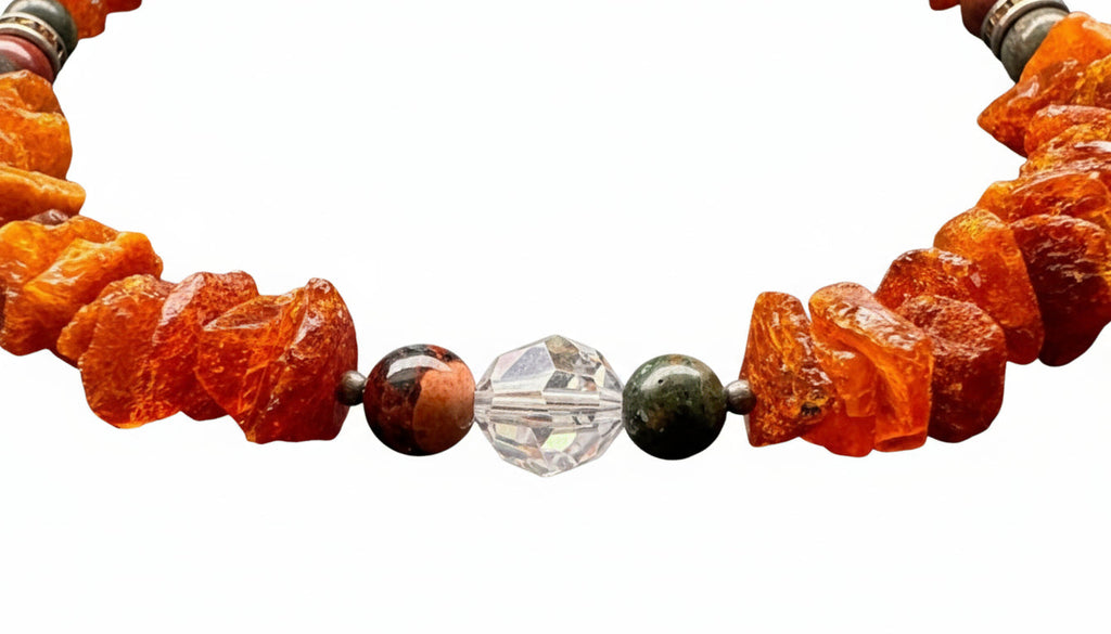 Hunde Bernsteinkette mit Jaspis Länge 25cm - TierVita