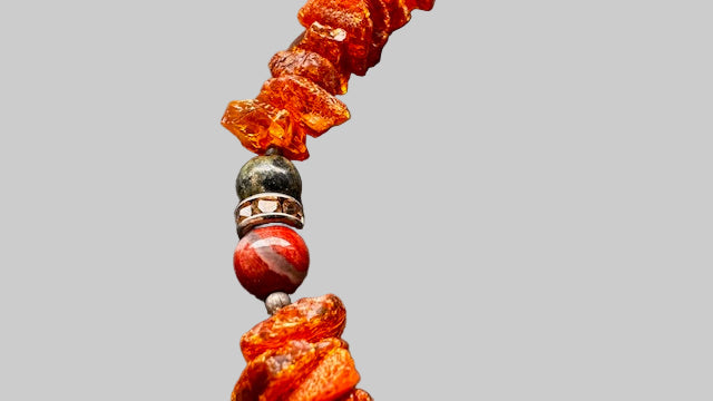 Hunde Bernsteinkette mit Jaspis Länge 25cm - TierVita