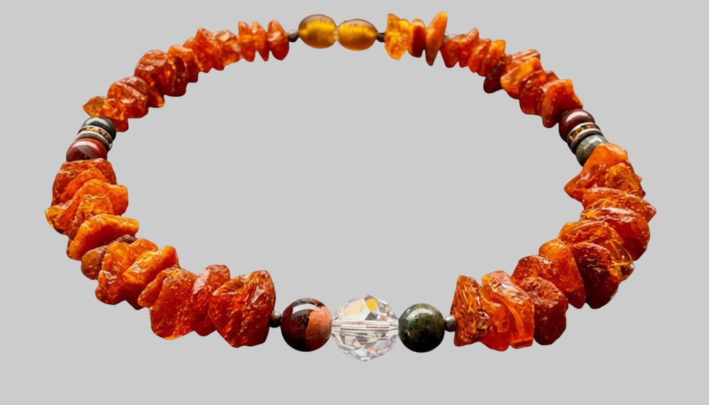 Hunde Bernsteinkette mit Jaspis Länge 25cm - TierVita