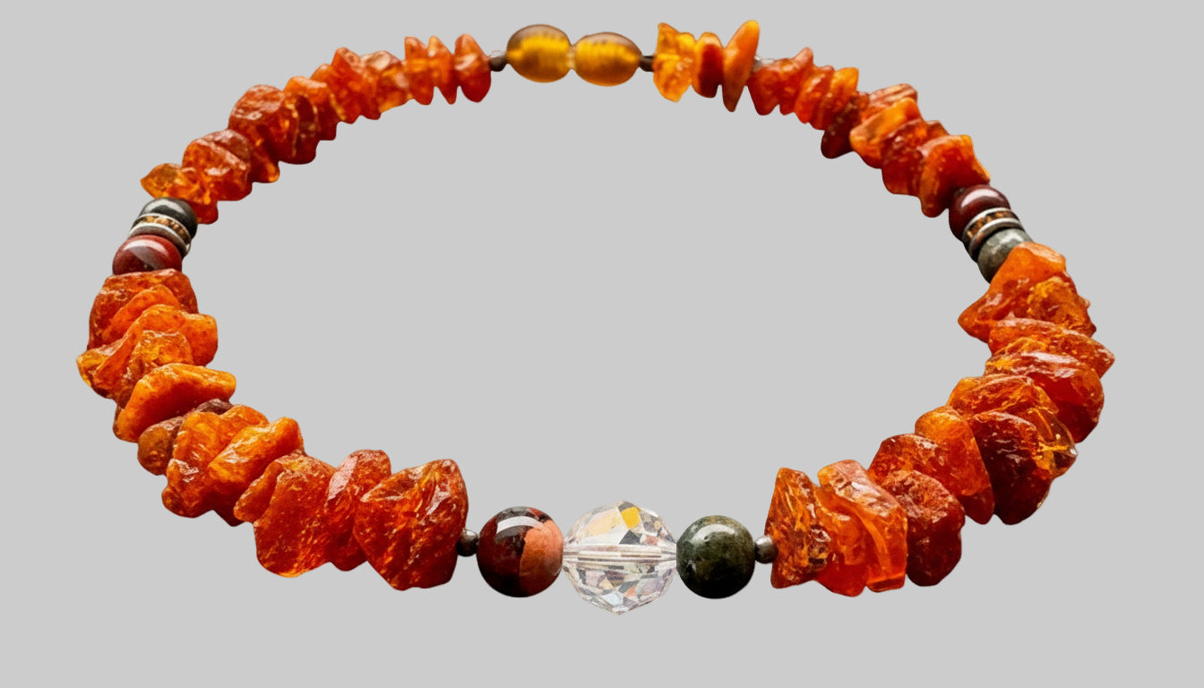 Hunde Bernsteinkette mit Jaspis Länge 25cm - TierVita