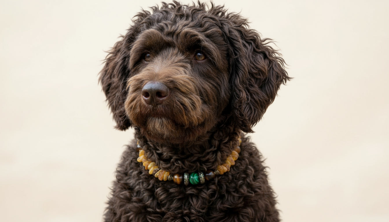 Amberdog – Bernsteinkette mit Malachit & Tigerauge 37cm - TierVita