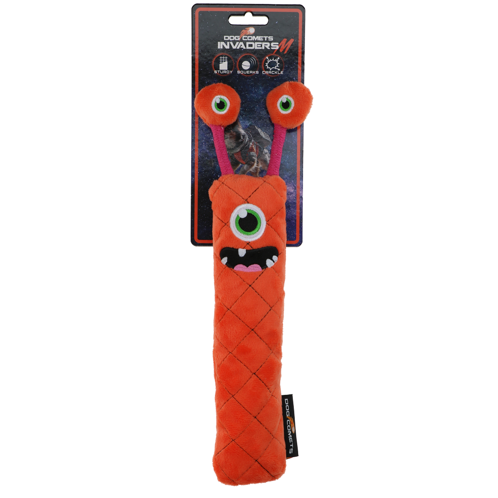 Dog Comets Invaders Wurfstab Hundespielzeug Größe M – Orange | Quietscher & Knistern