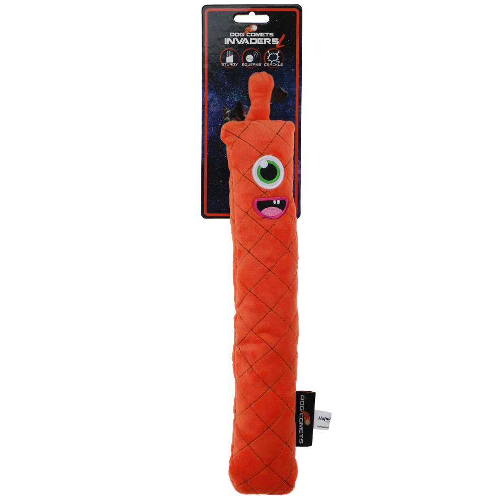Dog Comets Invaders Wurfstab Hundespielzeug Größe L – Orange | Quietscher & Knistern