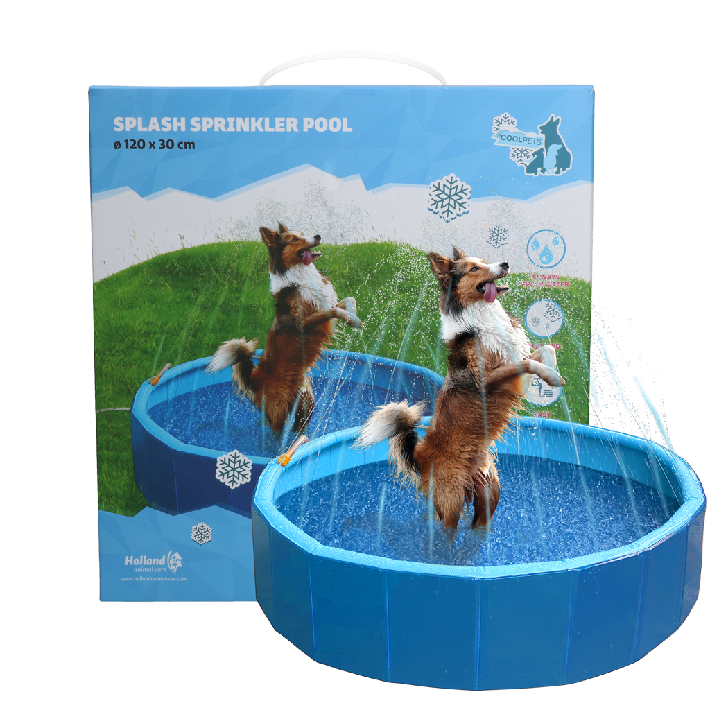 CoolPets Splash Sprinkler Pool für Hunde – Ø 120 cm | mit Wasserdüsen | Abkühlung & Spaß