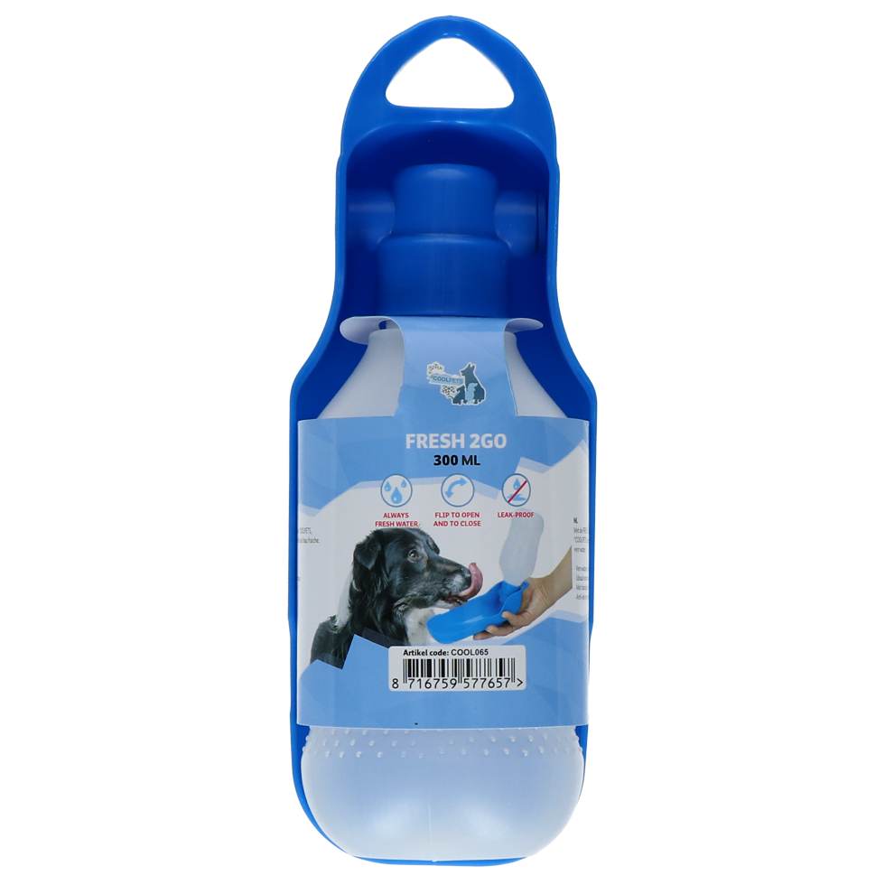 CoolPets Fresh 2GO Wasserflasche für Hunde – 300 ml | mit Gürtelclip & Anti-Leck