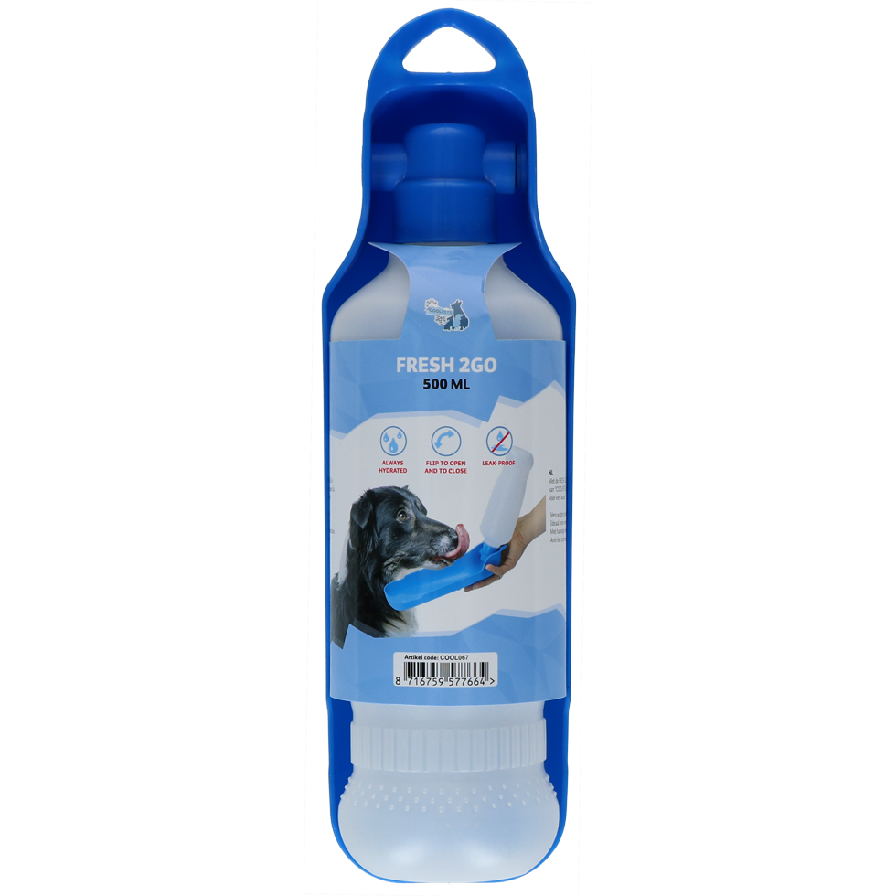CoolPets Fresh 2GO Wasserflasche für Hunde – 500 ml | mit Gürtelclip & Anti-Leck
