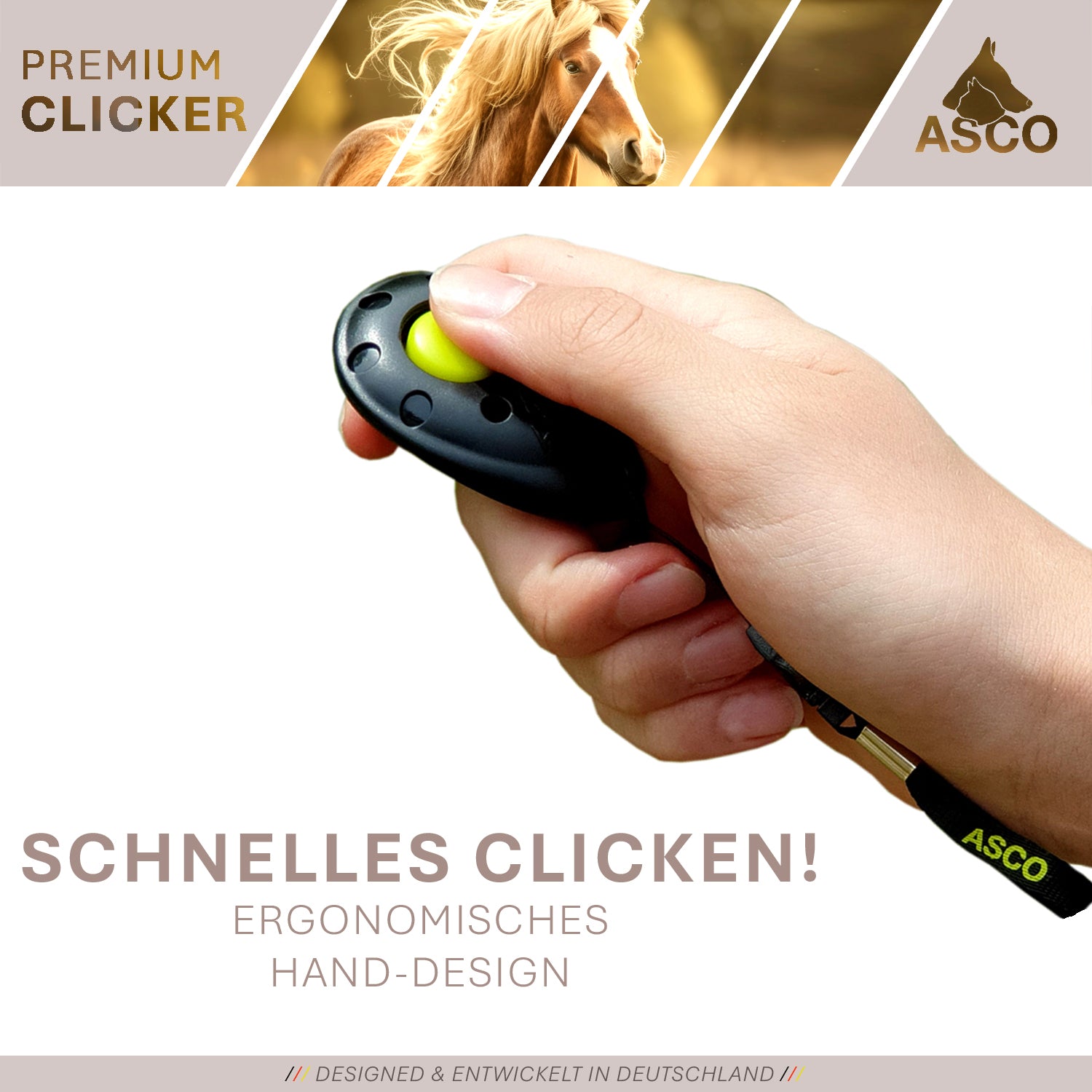 ASCO Finger Clicker – Clickertraining Premium Klicker für Hunde, Katzen, Pferde - TierVita