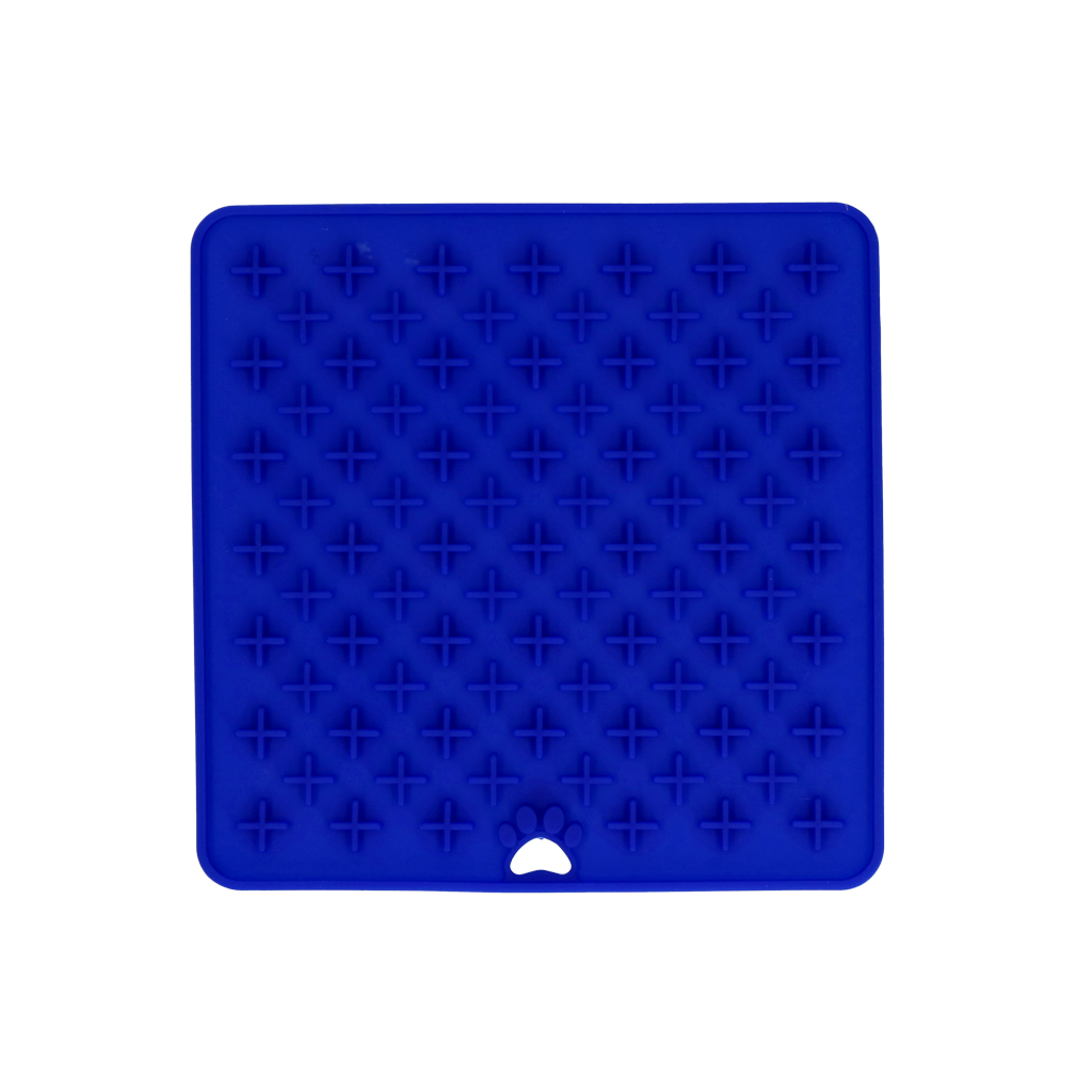 Eat Slow Live Longer Lick Mat Cross Blau
