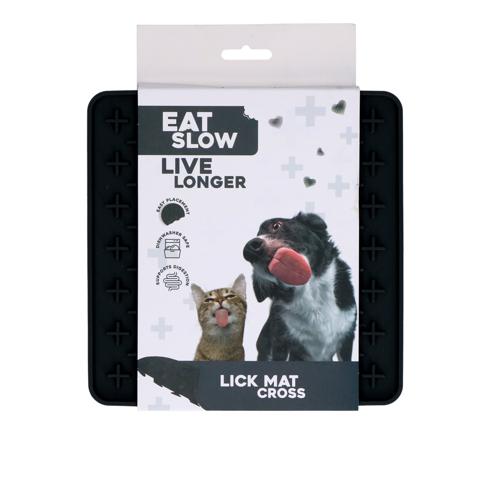Eat Slow Live Longer Lick Mat Cross Grau