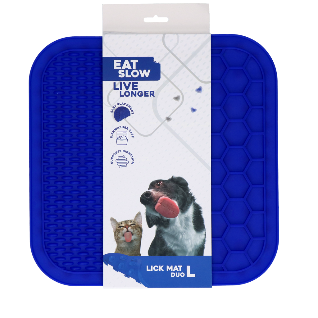 Eat Slow Live Longer Lick Mat Duo L Blau