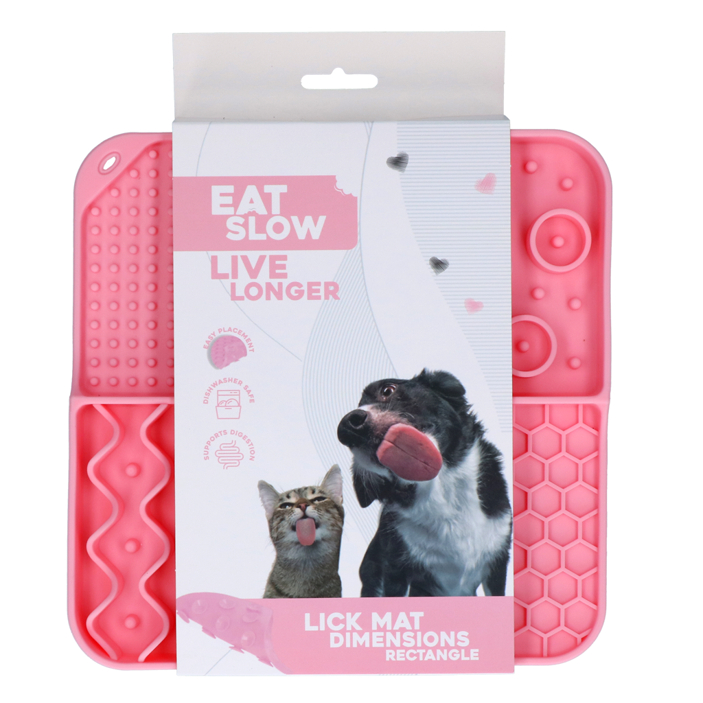 Eat Slow Live Longer Lick Mat Dimensions Rectangle Rosa