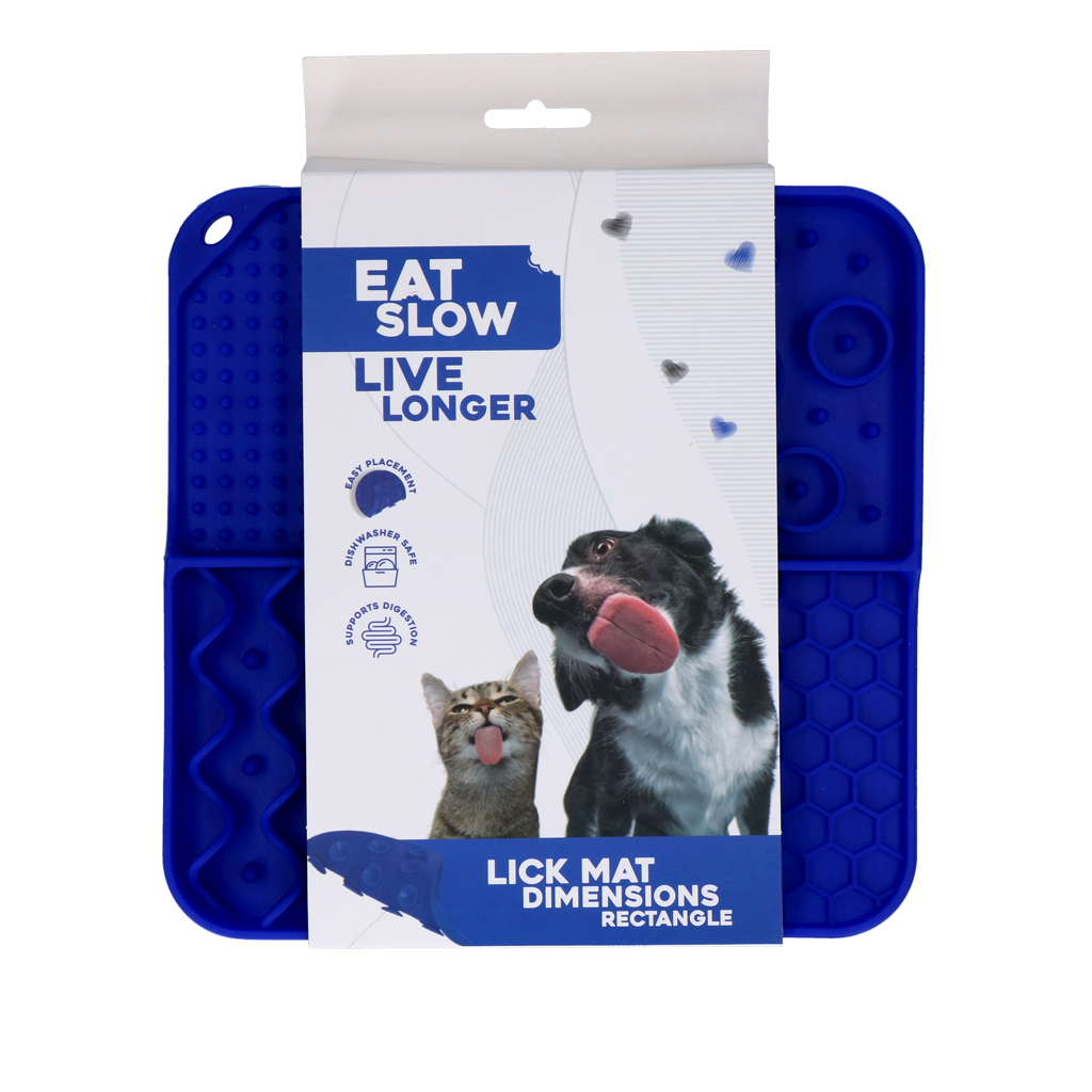 Eat Slow Live Longer Lick Mat Dimensions Rectangle Blau