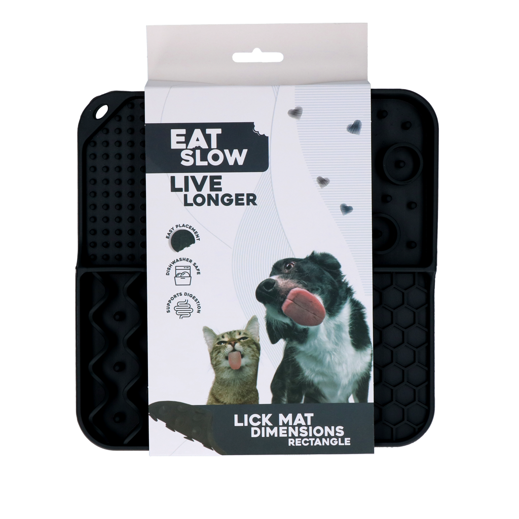 Eat Slow Live Longer Lick Mat Dimensions Rectangle Grau