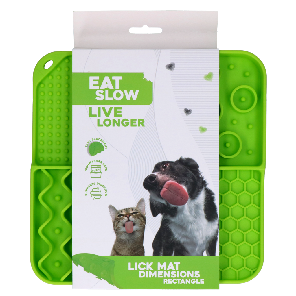 Eat Slow Live Longer Lick Mat Dimensions Rectangle Grün