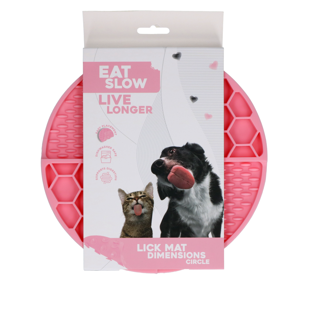 Eat Slow Live Longer Lick Mat Dimensions Circle Rosa