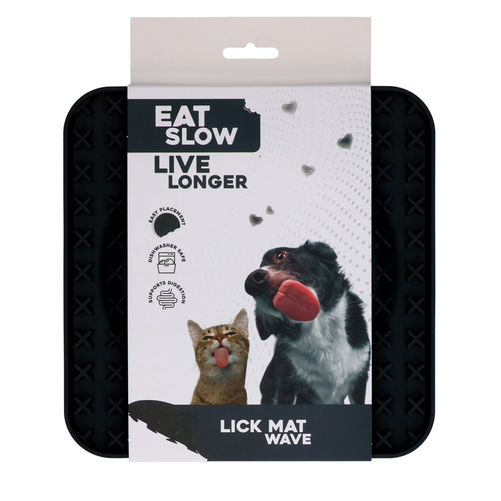 Eat Slow Live Longer Lick Mat Wave Grau
