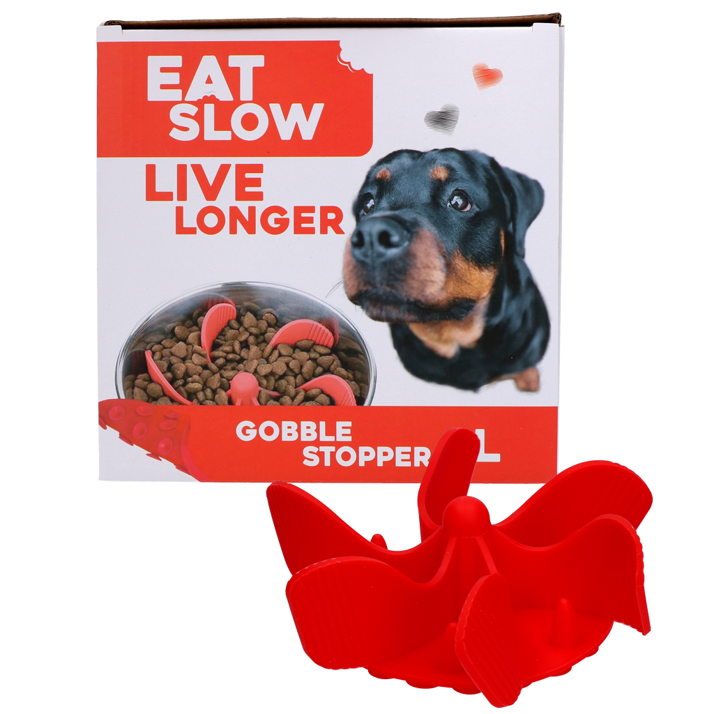 Anti-Schling Napf Einsatz Gobble Stopper Rot L – Eat Slow Live Longer