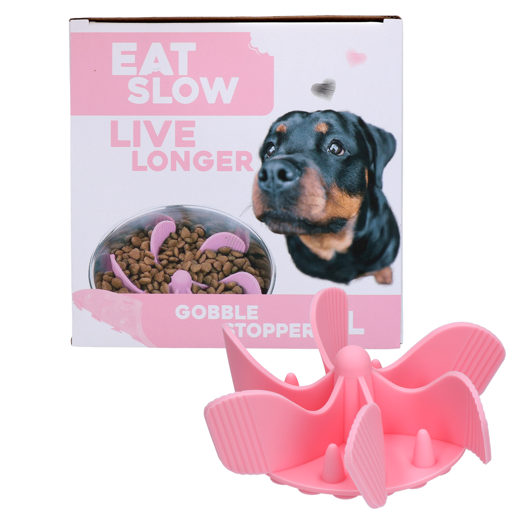 Anti-Schling Napf Einsatz Gobble Stopper Rosa L – Eat Slow Live Longer