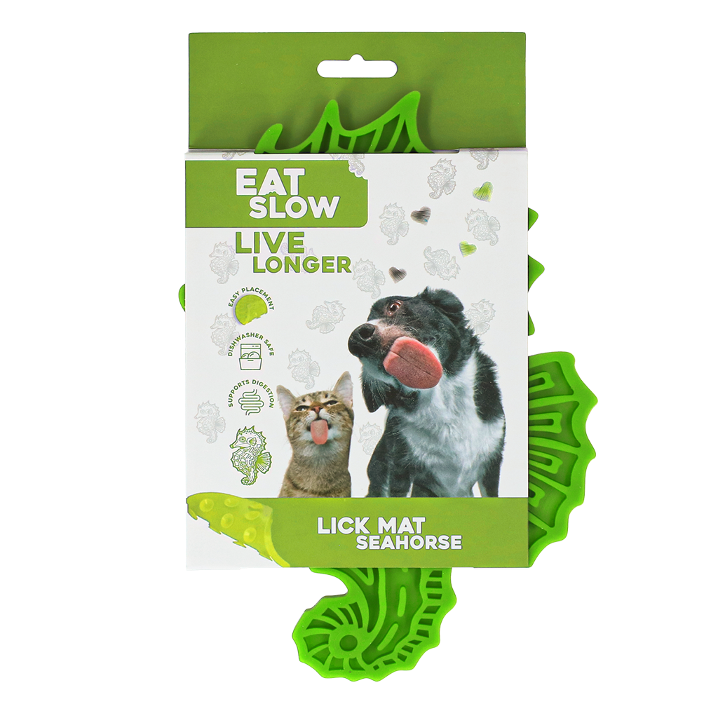 Eat Slow Live Longer Lick Mat Seahorse Grün