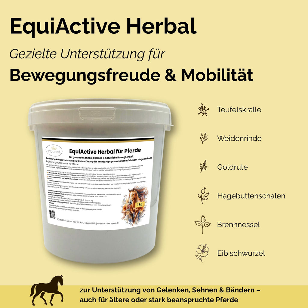 Kräutermischung EquiActive Herbal 1kg für Pferde – Beweglichkeit & Gelenke