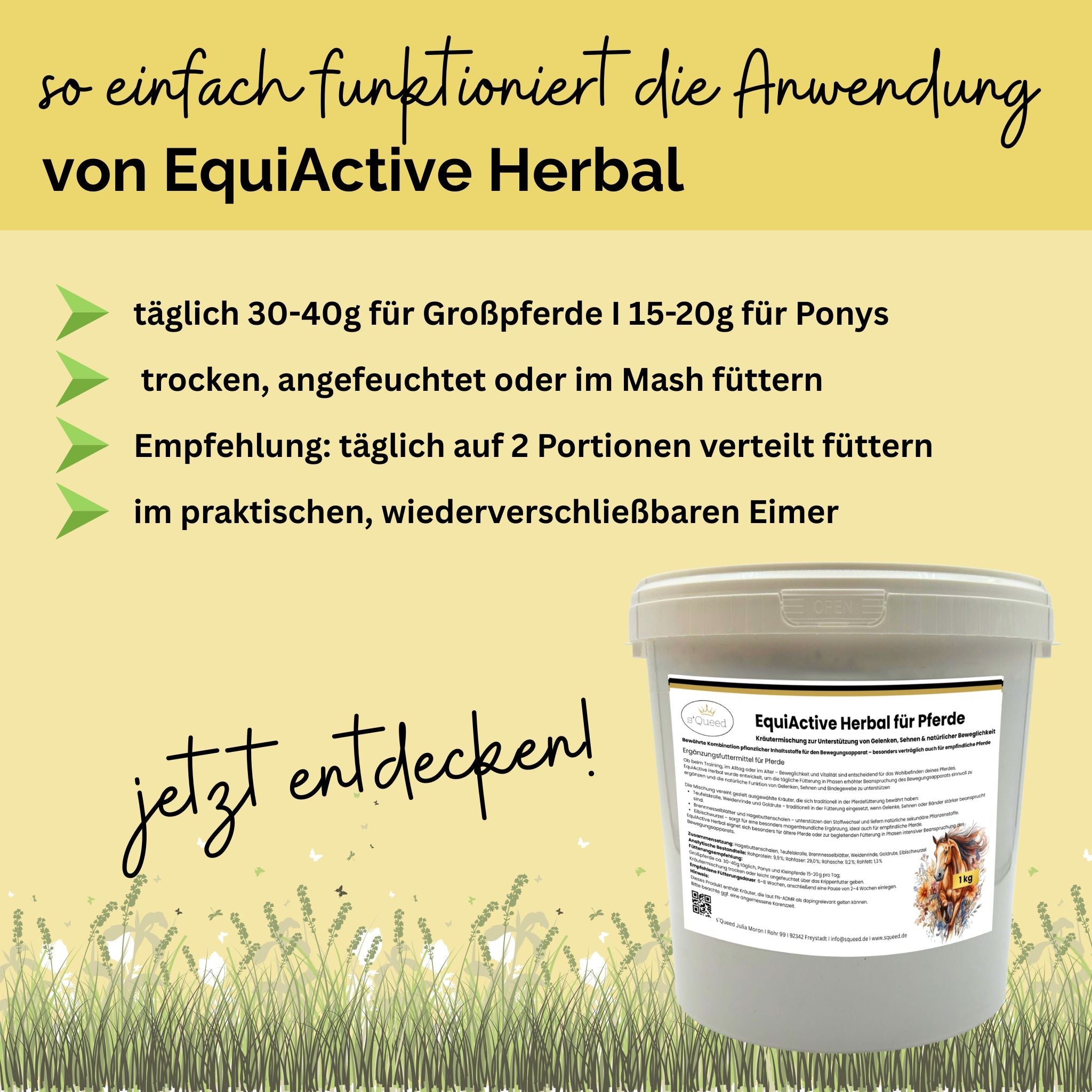 Kräutermischung EquiActive Herbal 1kg für Pferde – Beweglichkeit & Gelenke