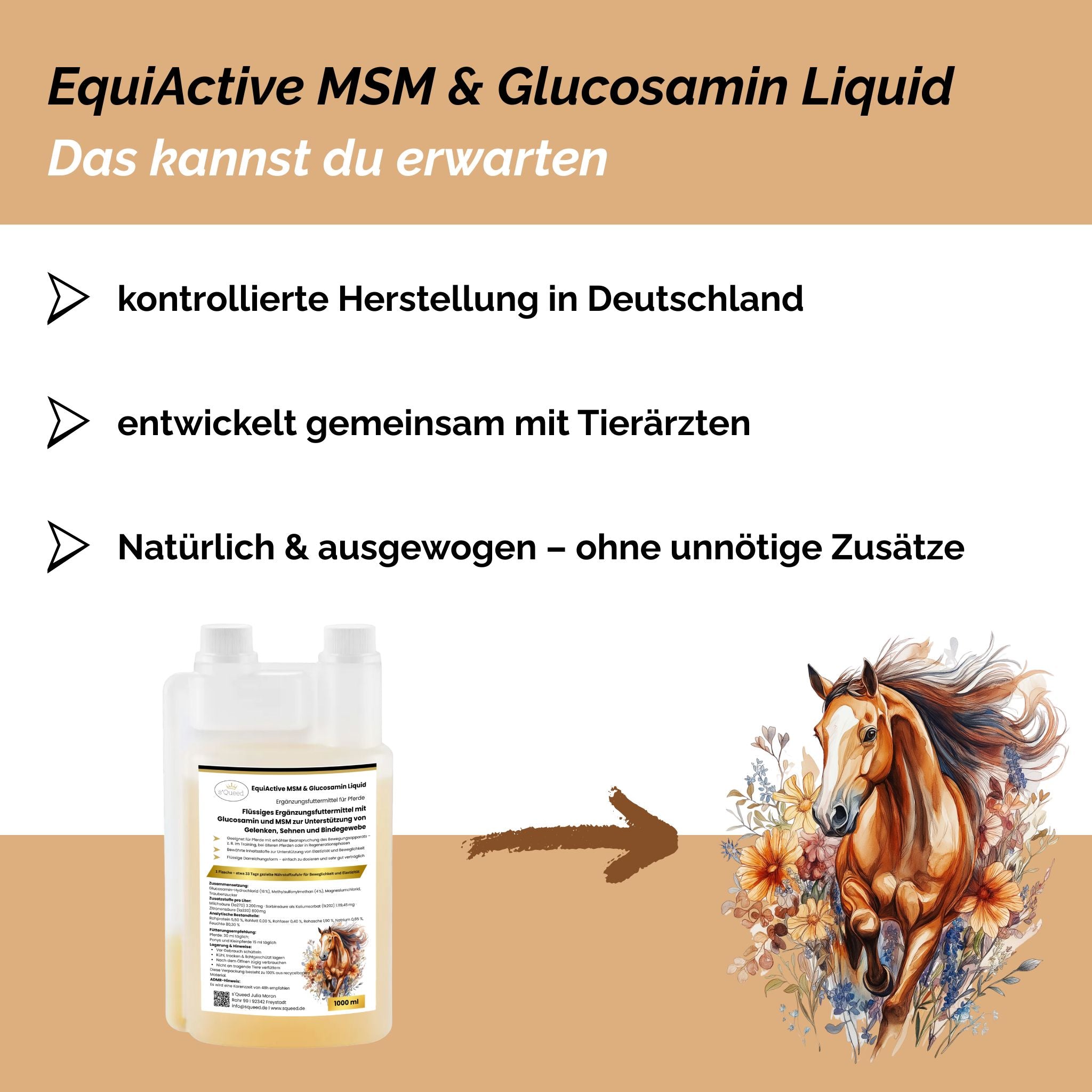 EquiActive MSM & Glucosamin Pferd Liquid 1000ml - TierVita
