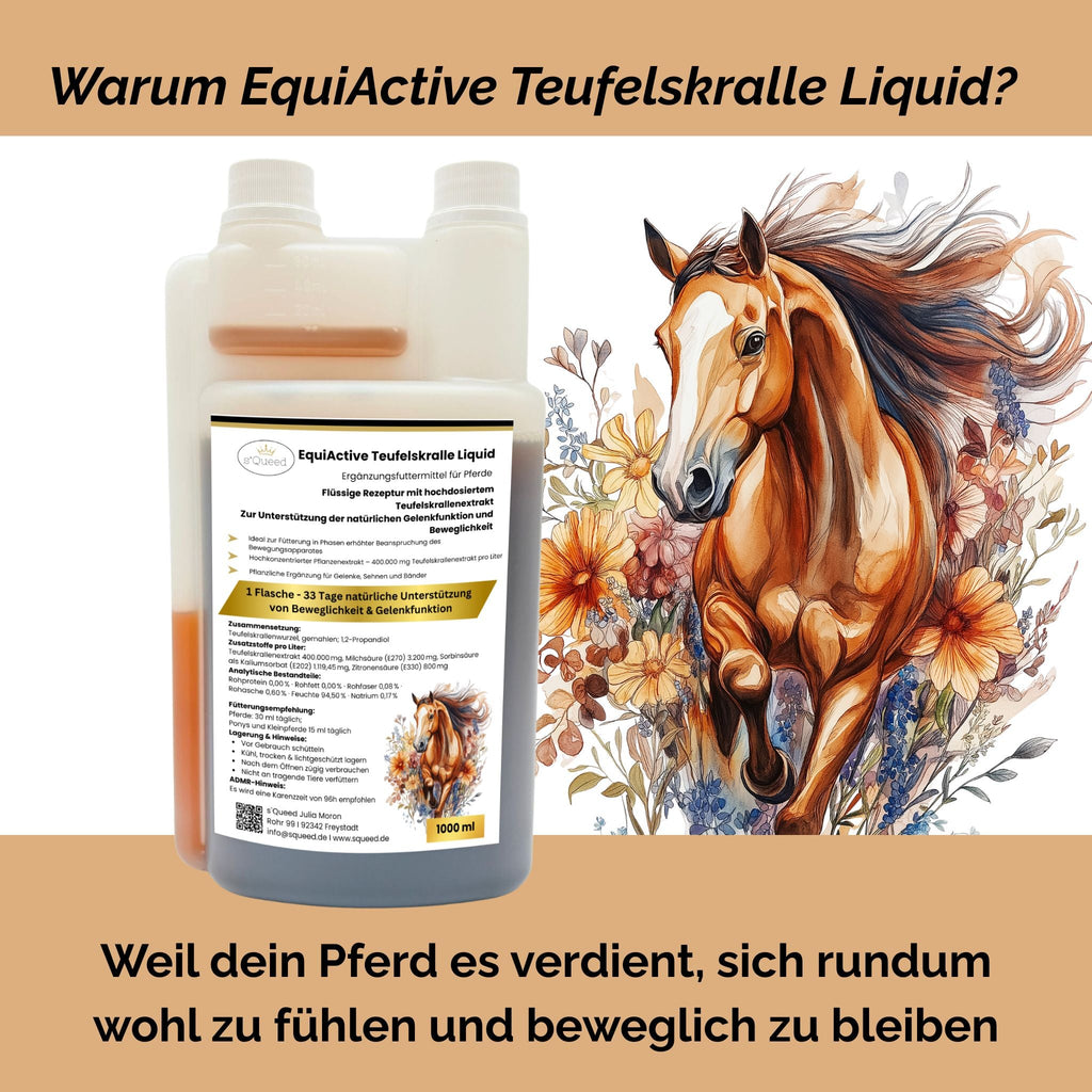 EquiActive Teufelskralle Liquid – Teufelskralle Pferd flüssig 1000 ml - TierVita