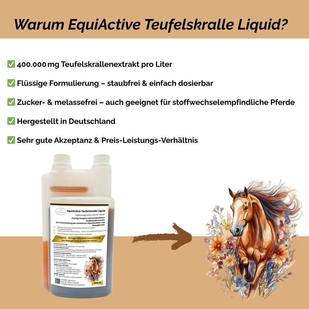 EquiActive Teufelskralle Liquid – Teufelskralle Pferd flüssig 1000 ml - TierVita