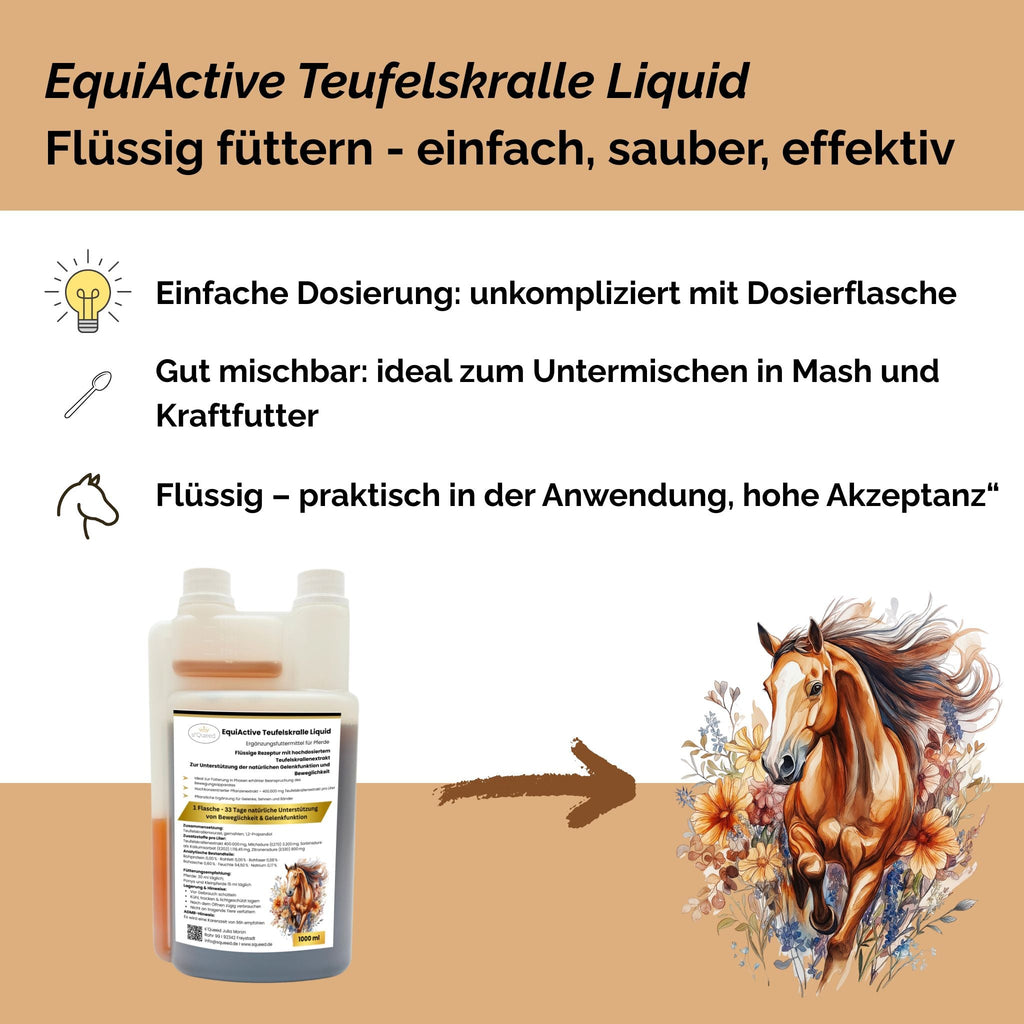 EquiActive Teufelskralle Liquid – Teufelskralle Pferd flüssig 1000 ml - TierVita
