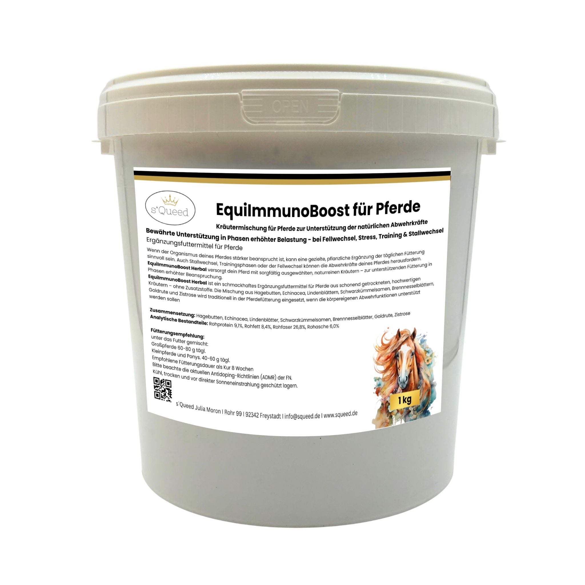 Kräutermischung EquiImmunoBoost Herbal 1kg für Pferde – Abwehrkräfte