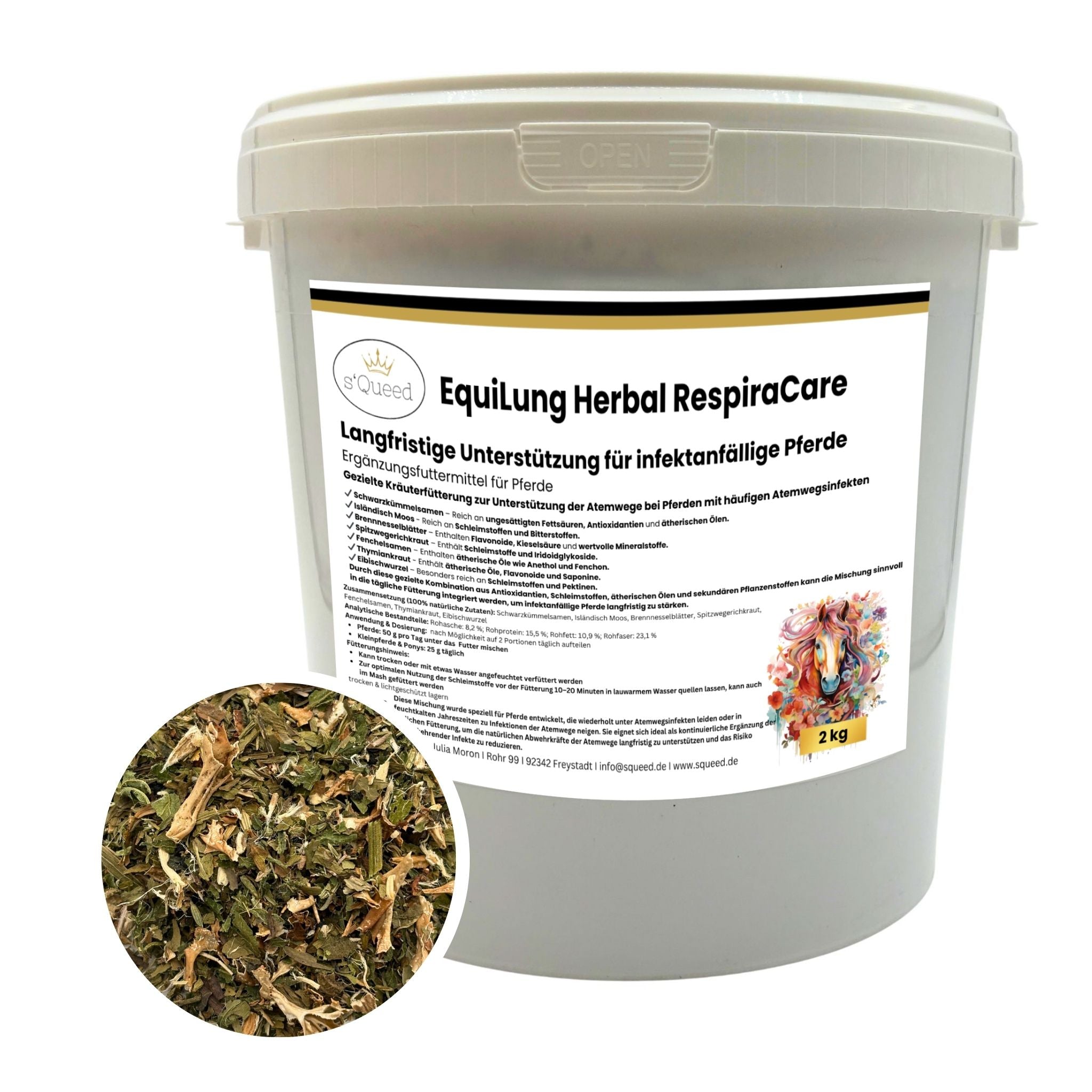 EquiLung Herbal RespiraCare – Kräutermischung für Pferde zur Langzeitfütterung bei beanspruchten Atemwegen - TierVita