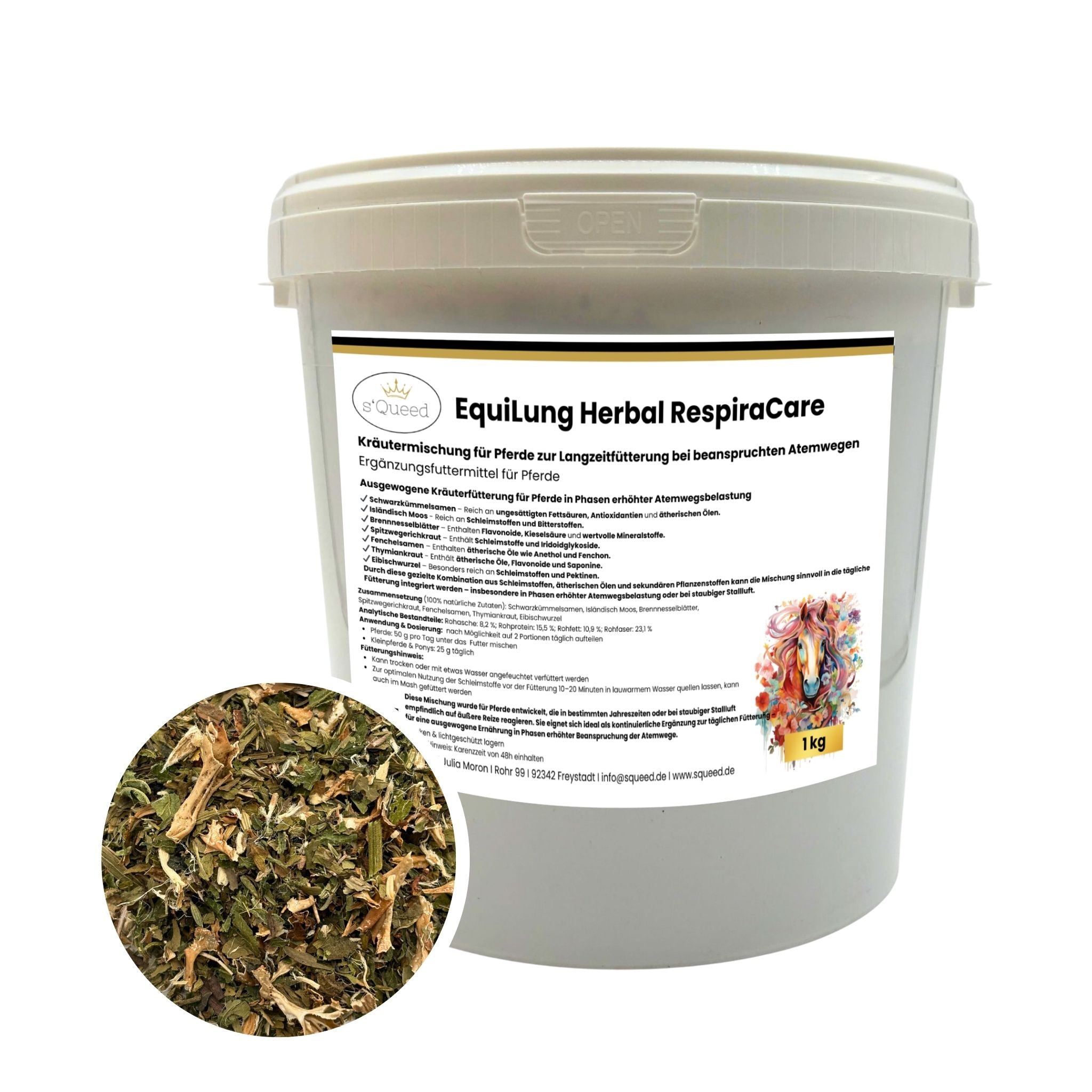 Kräutermischung EquiLung Herbal RespiraCare für Pferde – Atemwege